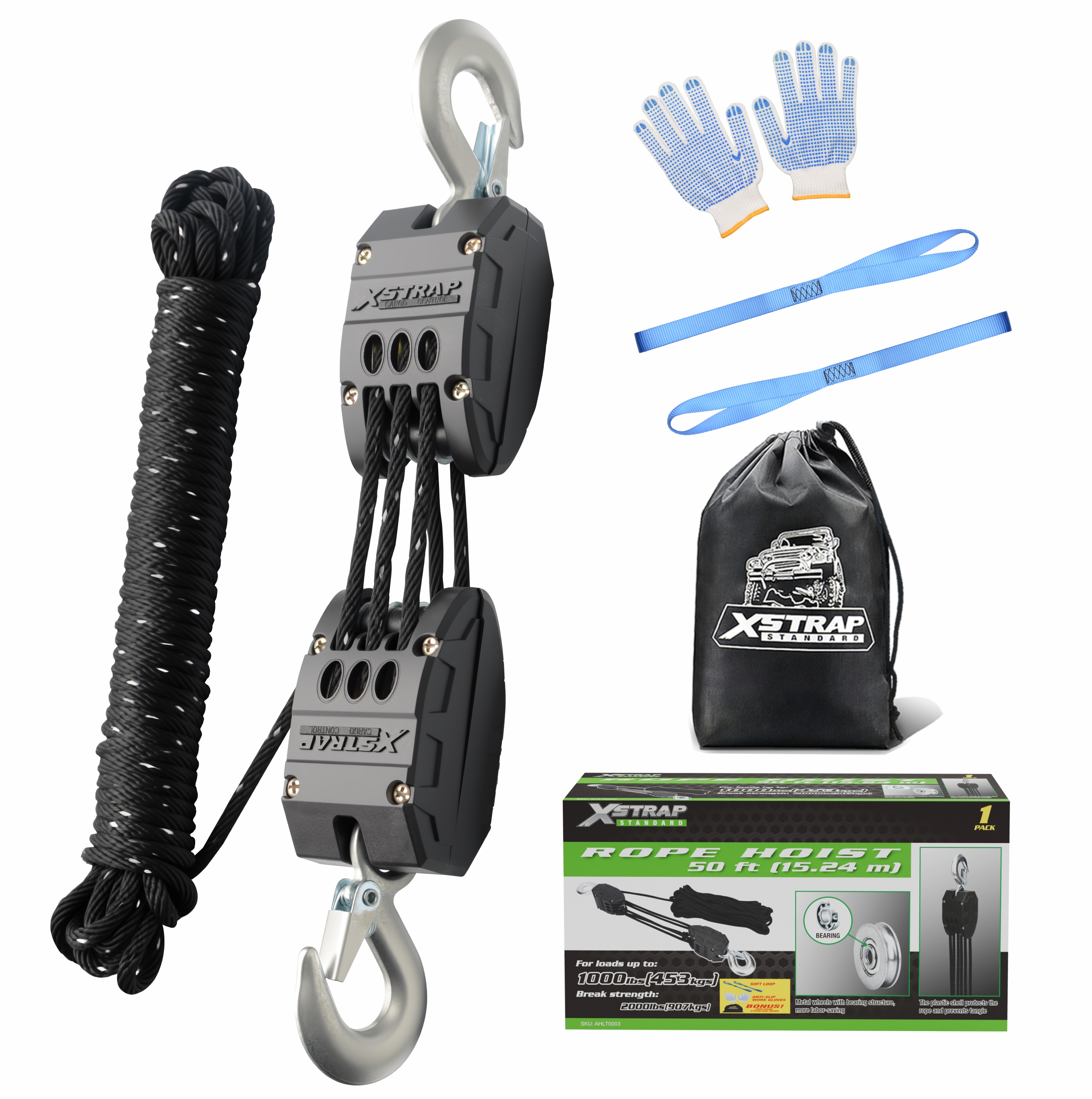 XSTRAP AHLT0003-reflekterande svart reptelessystem 1000LB