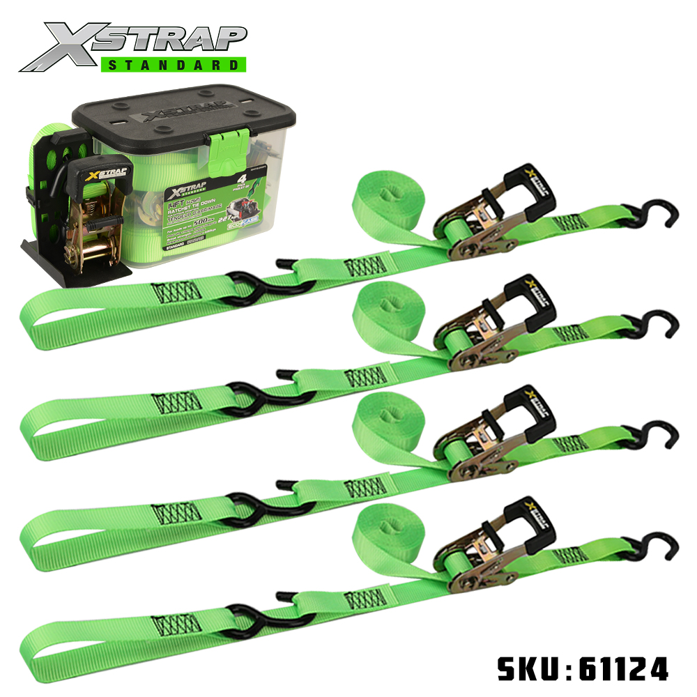 Xstrap 61124 1” x 14’ 4PK Ratchet Tie Down Rems with Soft Loop500lb SWL