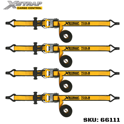 Xstrap 66111 1-1/2” x 16’ 4PK T Handtag Ratchet Tie Down 1100lb SWL