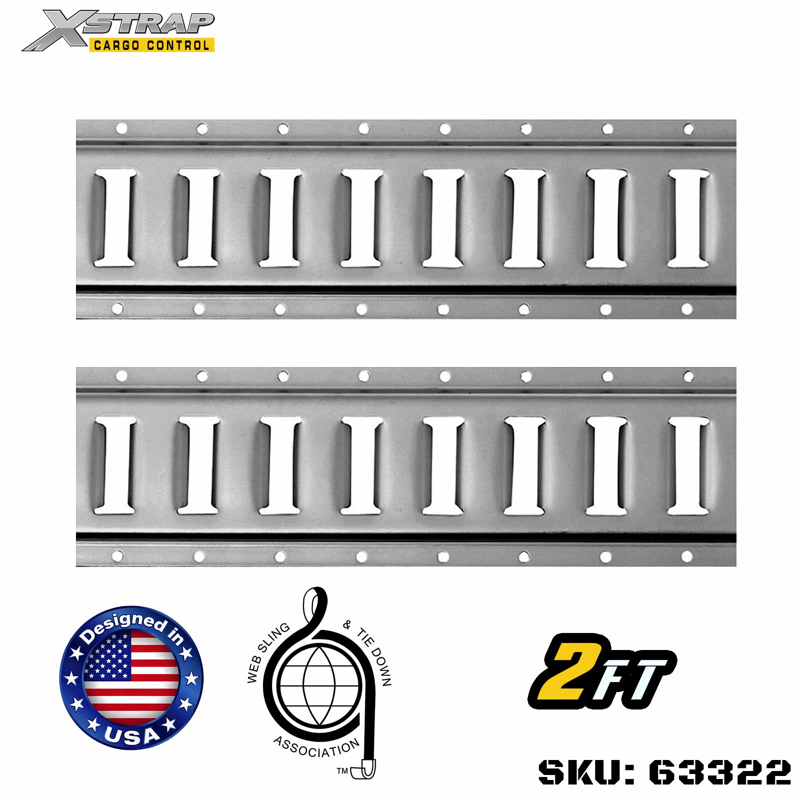 Xstrap 63322 2' Series E Logistic Track-tillverkad med högkvalitativt 12-gauge stål 6000LBS