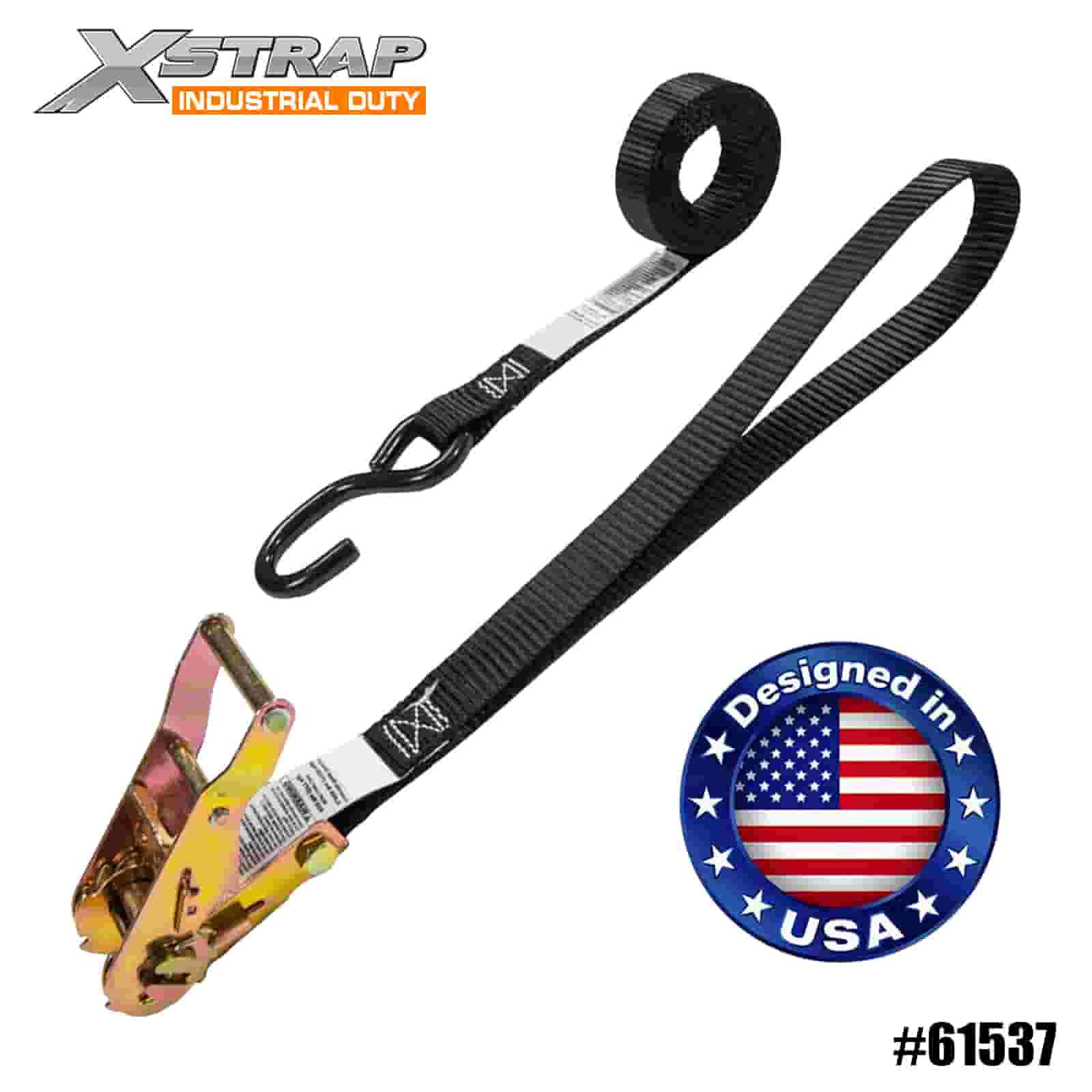 Xstrap 61537 1” x 6’ 4PK Motorcykel Tie Down Ratchet Strap med 12” Sydd Loop 833lb SWL