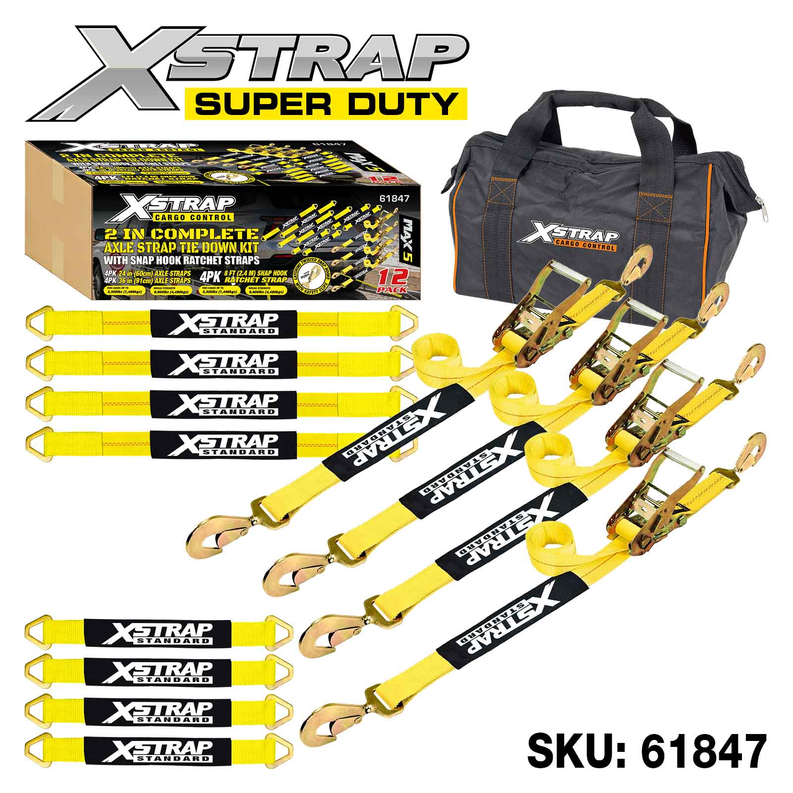 Xstrap 61847 12PK 2 tums komplett Alex Strap Tie Down Kit 3 300 lb SWL