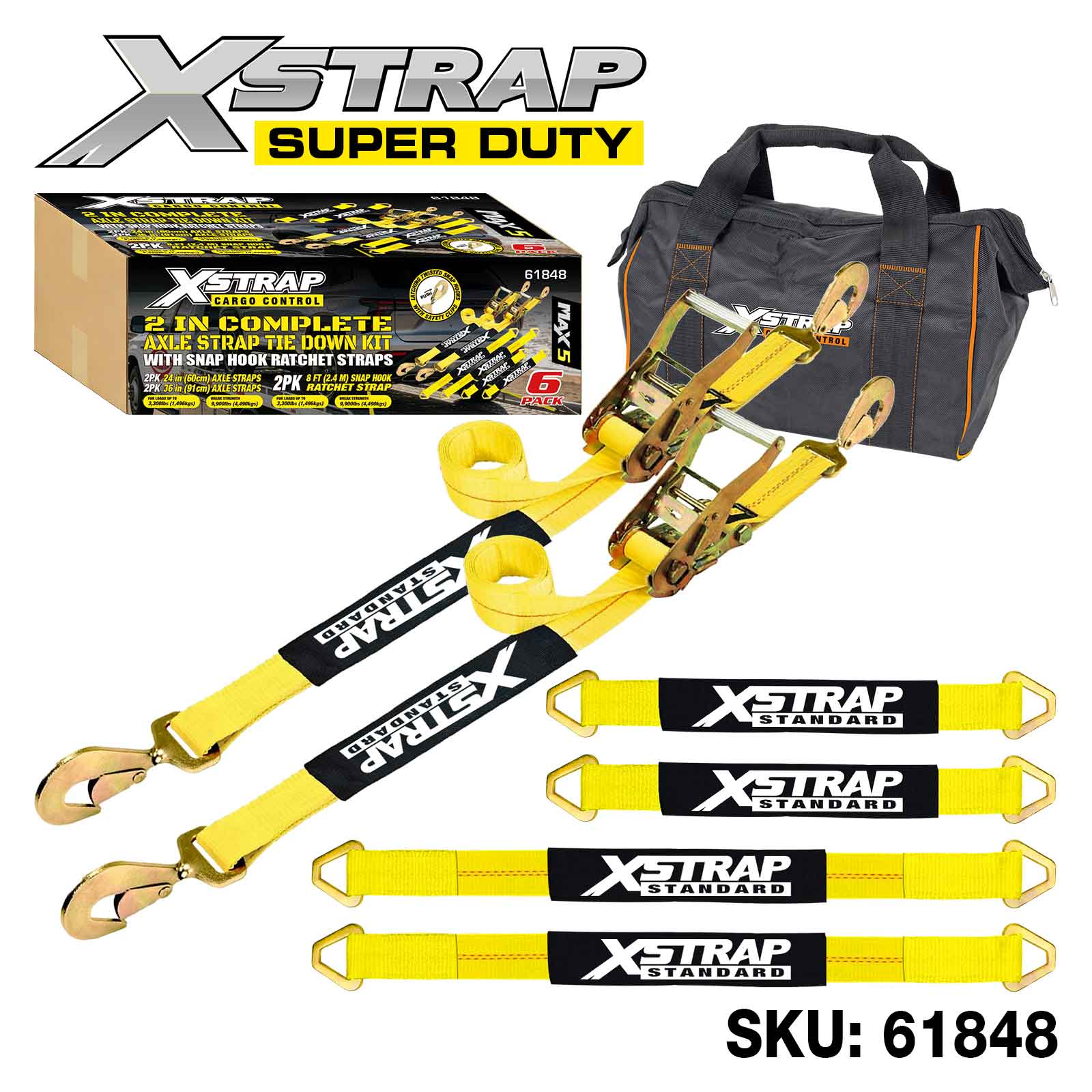 Xstrap 61848 6PK 2 tum komplett Alex Strap Tie Down Kit 3 300 lb SWL